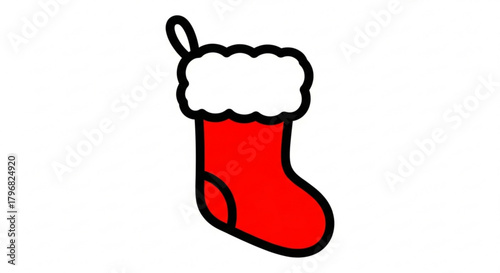 Vibrant red Christmas stocking with fluffy white trim evokes festive joy and holiday anticipation for gift giving and winter celebrations.