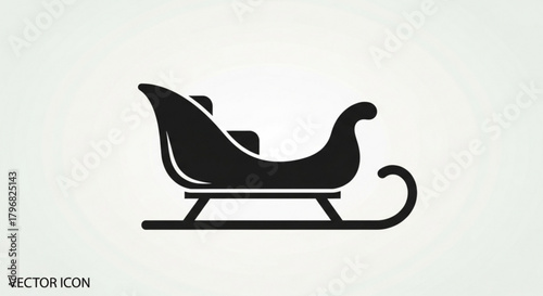 Classic black sleigh silhouette ready for winter holiday adventure, evoking festive spirit and traditional charm for seasonal designs.