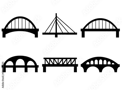 Different designs of bridges showcasing various architectural styles and structures in an artistic representation