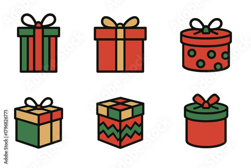 Colorful gift boxes arranged in a festive layout for holiday celebrations and special occasions