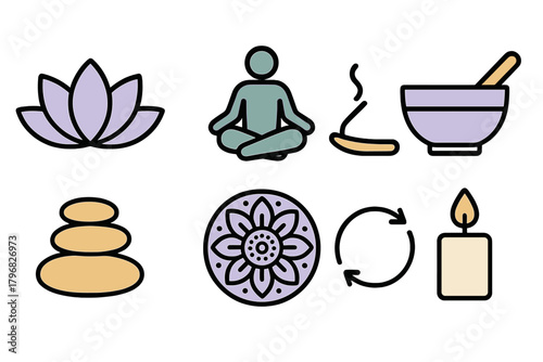 Serenity and mindfulness symbols representing peace, balance, and spirituality in life