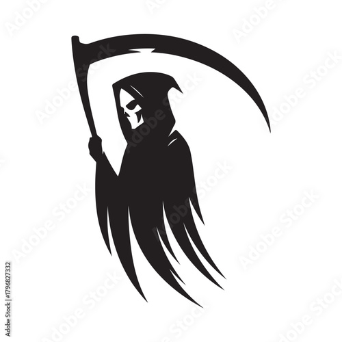 minimalist grim reaper vector silhouette clip art logo design illustration