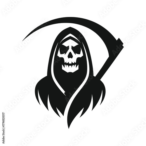 minimalist grim reaper vector silhouette clip art logo design illustration