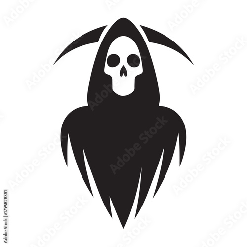 minimalist grim reaper vector silhouette clip art logo design illustration