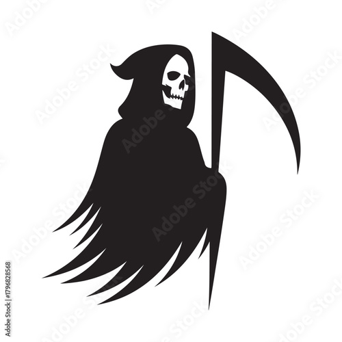 minimalist grim reaper vector silhouette clip art logo design illustration