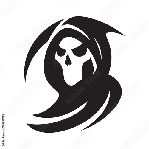 minimalist grim reaper vector silhouette clip art logo design illustration