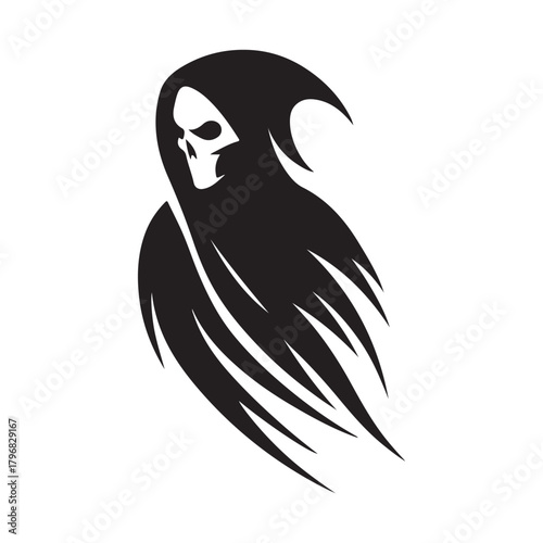 minimalist grim reaper vector silhouette clip art logo design illustration