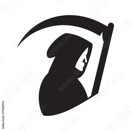 minimalist grim reaper vector silhouette clip art logo design illustration