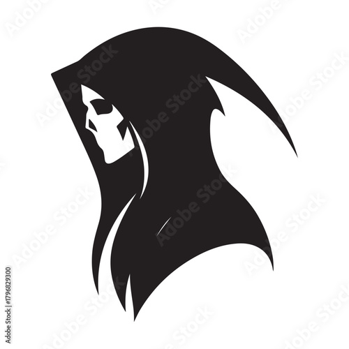 minimalist grim reaper vector silhouette clip art logo design illustration