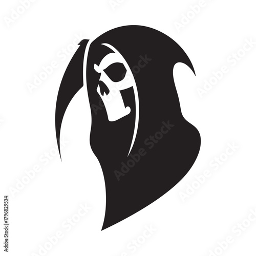 minimalist grim reaper vector silhouette clip art logo design illustration