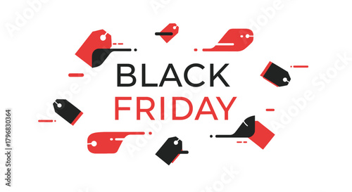 Black Friday sale advertisement with red and black price tags.