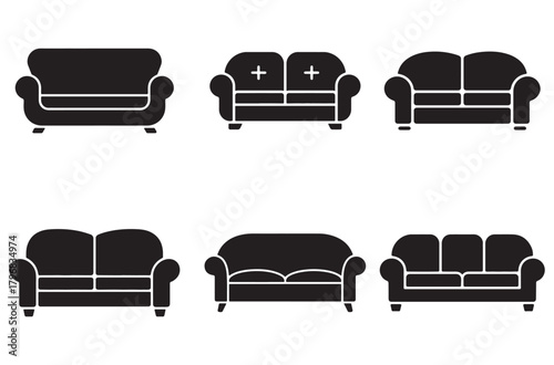 Furniture and transportation icon set vector illustration