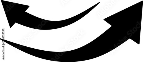 Two smooth, curved black arrows pointing in opposite directions, ideal for infographics, navigation signs, presentations, and modern graphic design elements.
