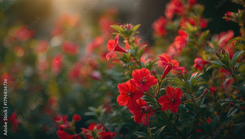 Obraz premium Vibrant Red Blossoms in Full Bloom, Symbolizing Renewal