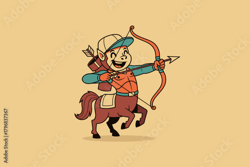 Cute Centaur Archer Character with Bow and Arrow.