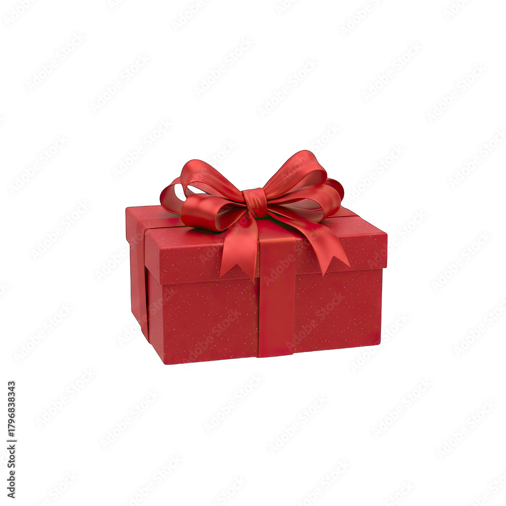 Fototapeta premium Red Gift Box With Ribbon And Bow Isolated On Black Background With Subtle Sparkle Detail And Soft Lighting