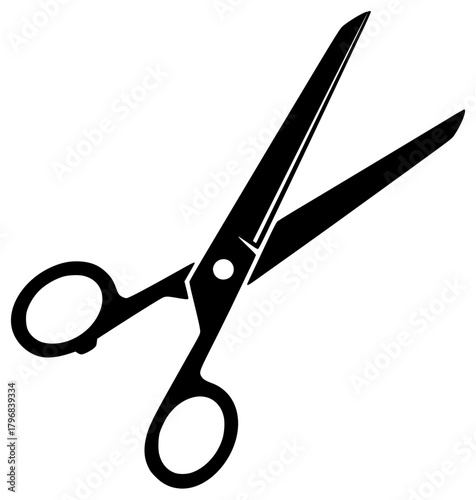 A pair of black scissors on a , black, blade, icon, profile, scissors, shear, tool, against transparent background