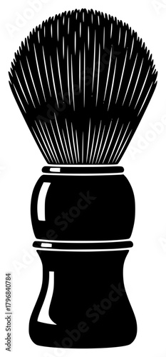 A black and white silhouette of a shaving brush, black, brush, comb, footstall, icon, illustration, pot, profile, urn, vase, against transparent background