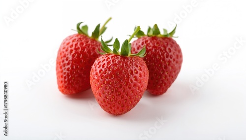Wallpaper Mural Three Vibrant Strawberries Against a Plain White Backdrop, Isolate Torontodigital.ca