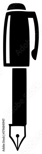 A black and white silhouette of a coffee maker with a fountain pen tip, black, boiler, coffee machine, fountain pen, icon, illustration, logo, pen, pencil, tea pot, against transparent background