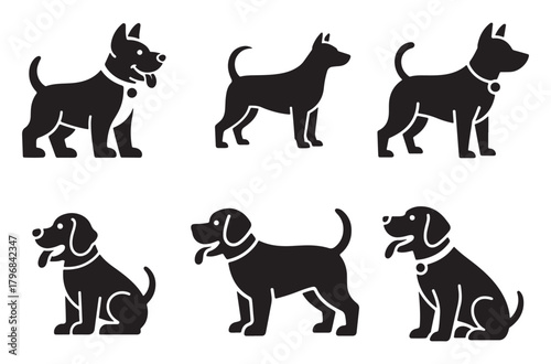 Set of Dog Silhouettes Vector Collection