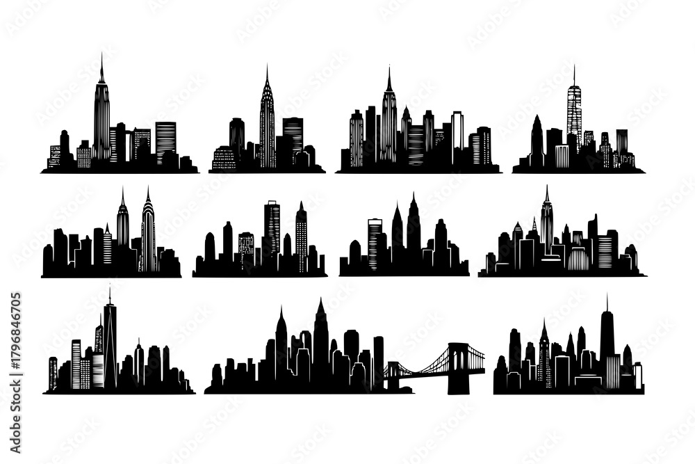 Fototapeta premium New York City Skyline Silhouette