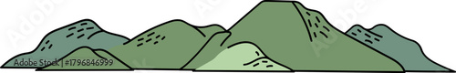 Mountain range illustration with outline