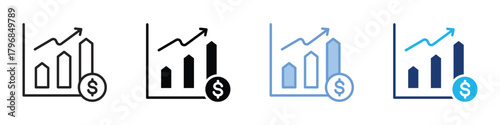 Profit icon set multiple style collection