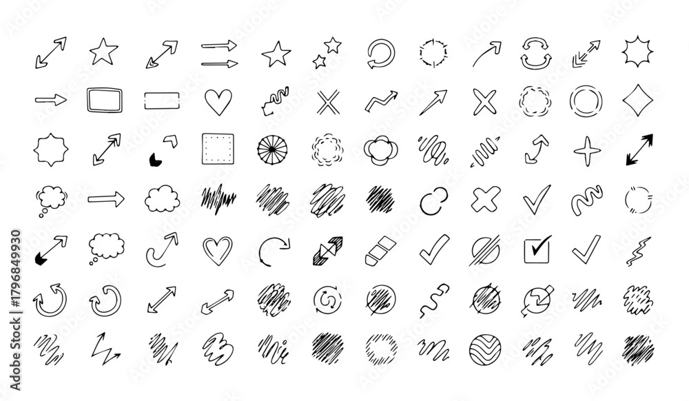 Fototapeta premium Hand drawn doodle icon set