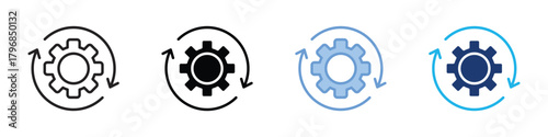 Gear icon set multiple style collection