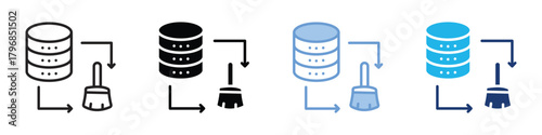 Data cleaning icon set multiple style collection