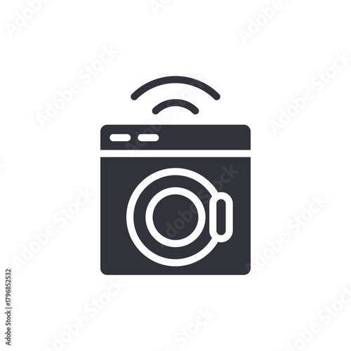 Modern Laundry Machine With Signal Icon Illustration