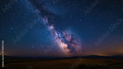 Milky Way galaxy view over a summer landscape, seasonal change