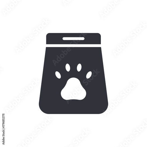 Pet Food Bag With Paw Icon Flat Vector Illustration
