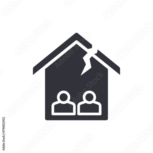 Damaged Home With Residents Icon Property Risk Symbol