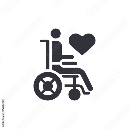 Disabled Person With Heart In Wheelchair Symbol Icon