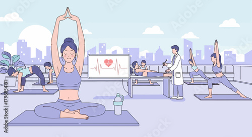 Holistic wellness: yoga, health monitoring, and rehabilitation in urban setting