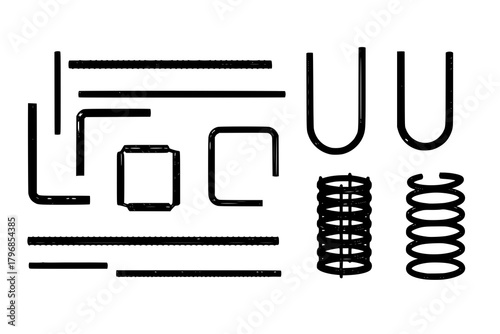 silhouette vector of Detailed illustration of rebar steel construction materials isolated on white background svg png
