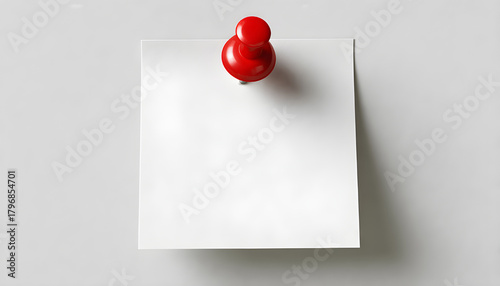 Free Download Blank white paper note attached with red push pin. Sheet with empty space for message or reminder. Notice board with on plain background - GFXLoad