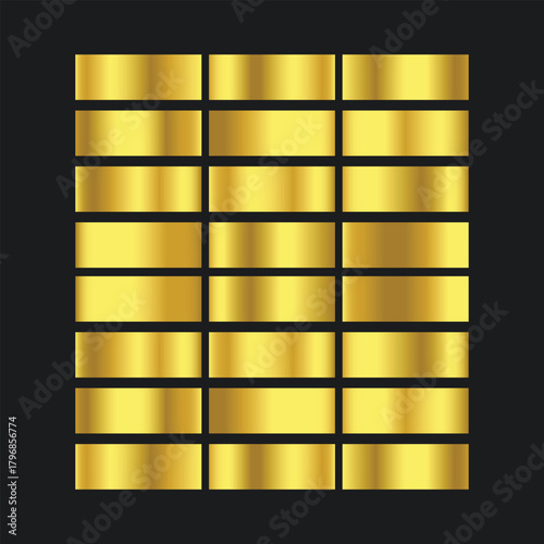 Seamless gold bars pattern with geometric texture on a black backdrop for a square decoration design