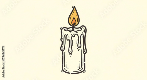 Isolated cartoon candle burning with dripping wax vector illustration design for decoration and gifts