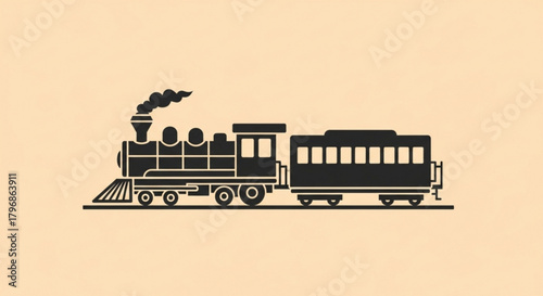 Vintage steam train vector illustration for transportation and travel related design projects online use