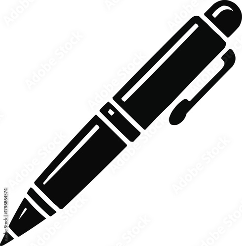 : Ballpoint Pen Line Illustration  Minimal Black and White Desig