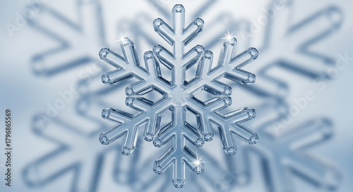 Crystal snowflake winter holiday season christmas snow ice frost frozen decoration design element graphic 3d render