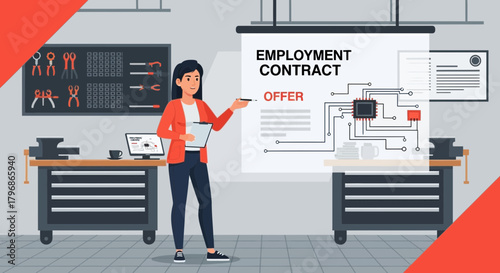 Offering Employment Contract with Modern Technology Presentation in Workshop
