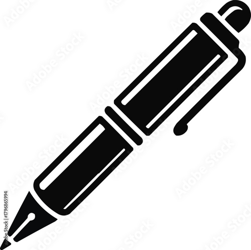 : Ballpoint Pen Line Illustration  Minimal Black and White Desig