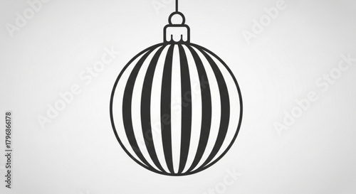 Striped christmas ornament vector graphic holiday decoration festive bauble clip art design for christmas tree