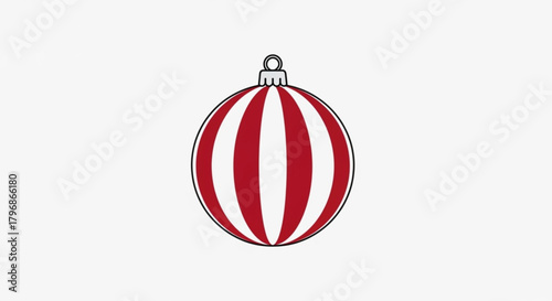 Download christmas ornament svg vector for free red and white striped christmas ball decoration vector art