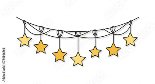 Vector star light string garland illustration for christmas and holiday decoration and backgrounds use