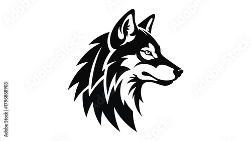 Bold Wolf Head Silhouette – Tribal Style Animal Vector Illustration